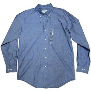Sun River Clothing Co. Blue & White Cotton Striped Button Down Shirt NWT Sz M